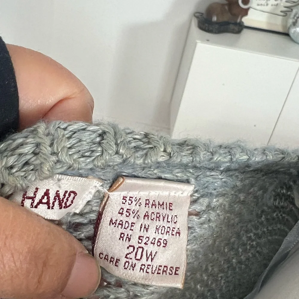 Vintage Gray and Cream Women's Cardigan‎ Sweater with Fringe Size 20W - Picture 5 of 7